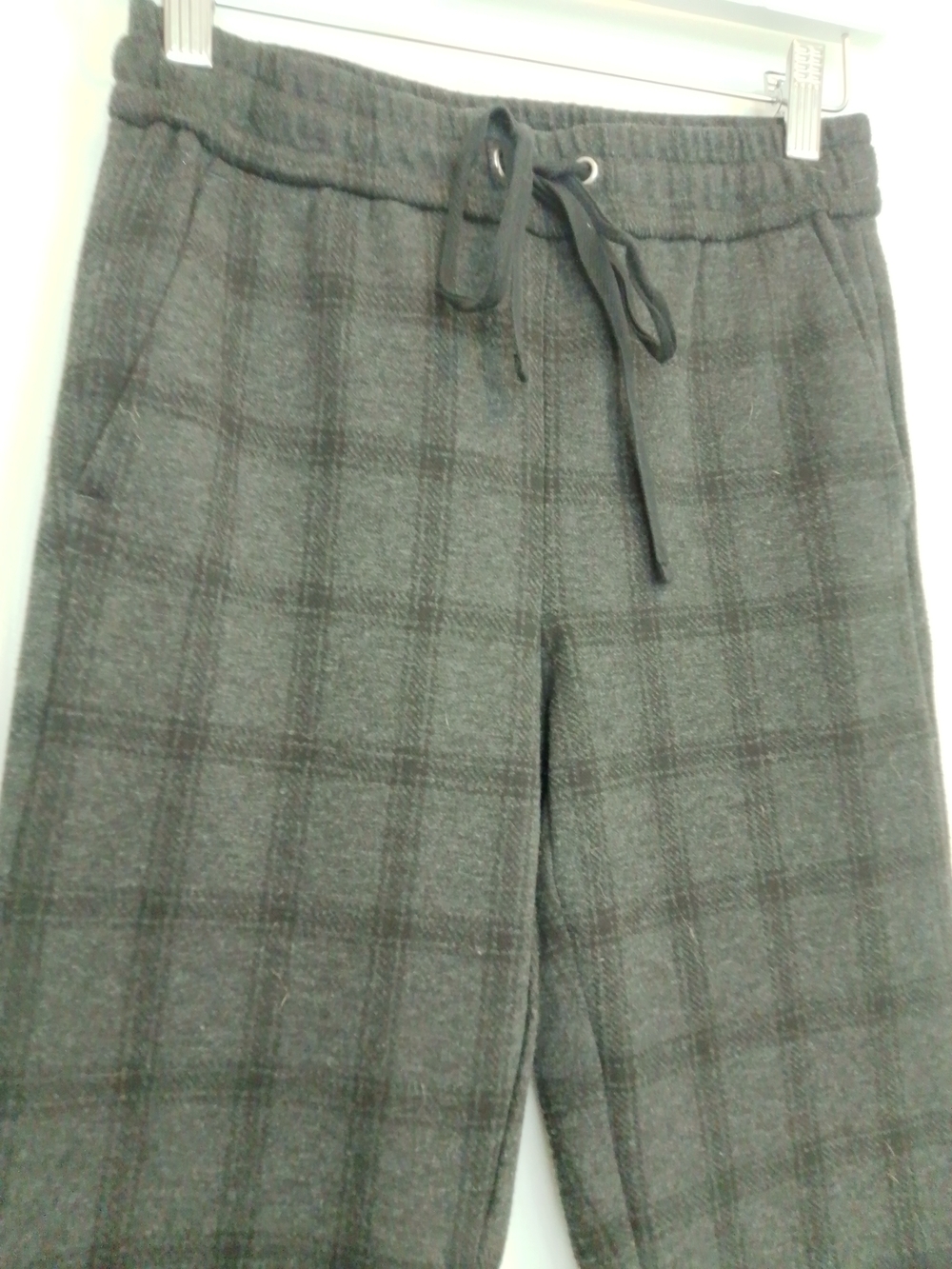 Ann Taylor Black & Gray Plaid Drawstring Pants XXS 00 Petite - Picture 4 of 11